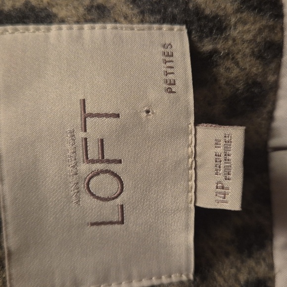 Ann Taylor Loft Womens Gray Taupe Cheetah Print Single Button Blazer Size 14P - Picture 3 of 5